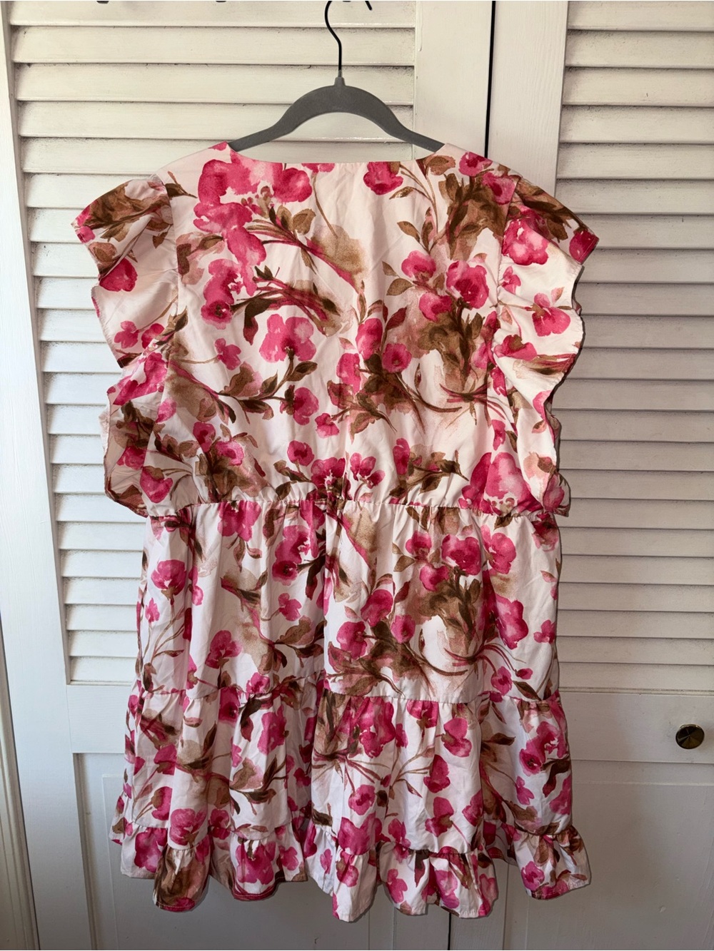 NWT Abercrombie & Fitch Pink Floral V Neck Ruffle Sleeve Mini Dress XXL - Picture 4 of 7